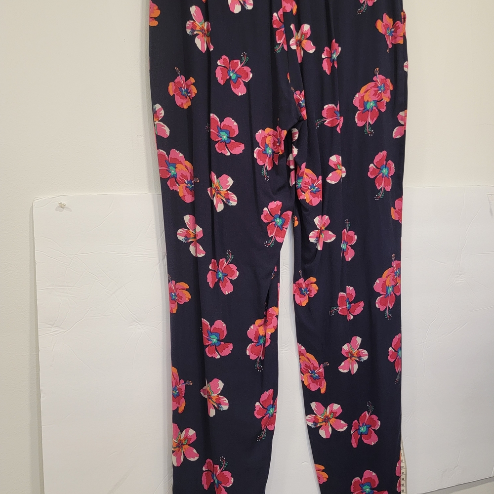 Papaya Navy Pants with Pink and Red Floral Design.